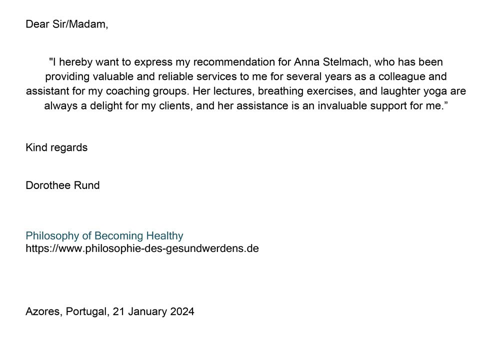 Recommendation letter from Dorothee Rund